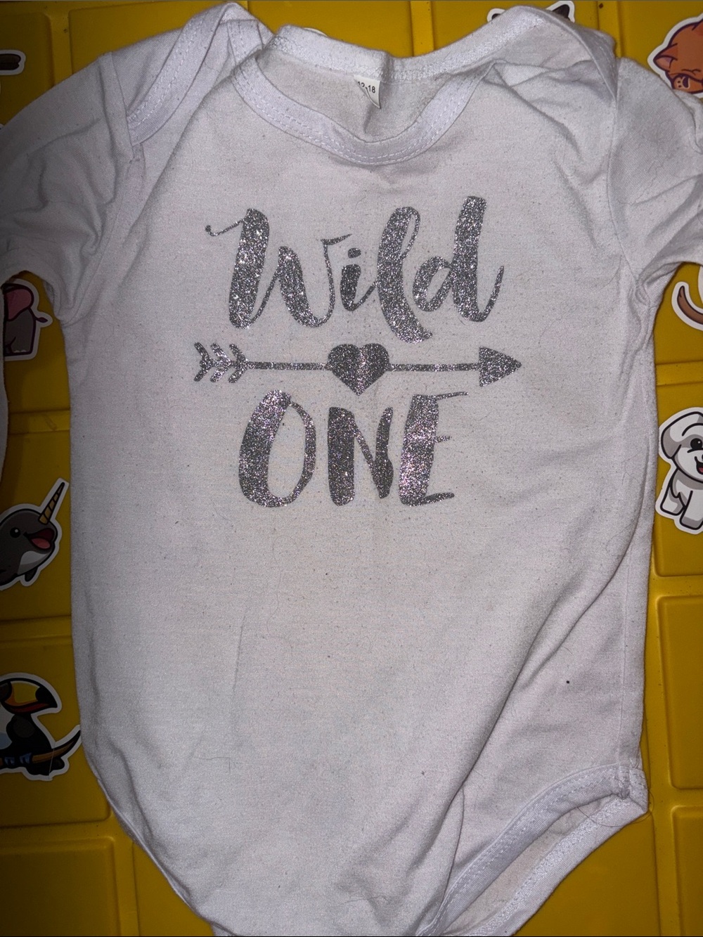 PatPat White Onesie with Silver Glitter "Wild One"